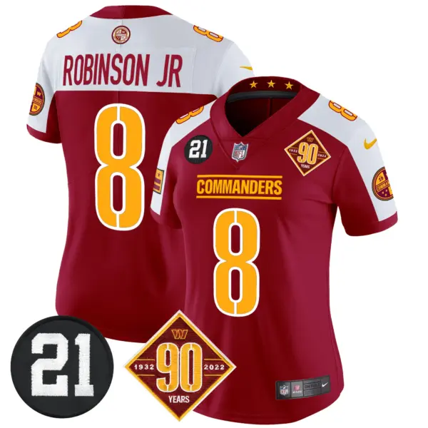 Womens Washington Commanders 90Th Sean Taylor Patch Vapor Limited Jersey Robinson Jr Jersey Burgundy Alternate