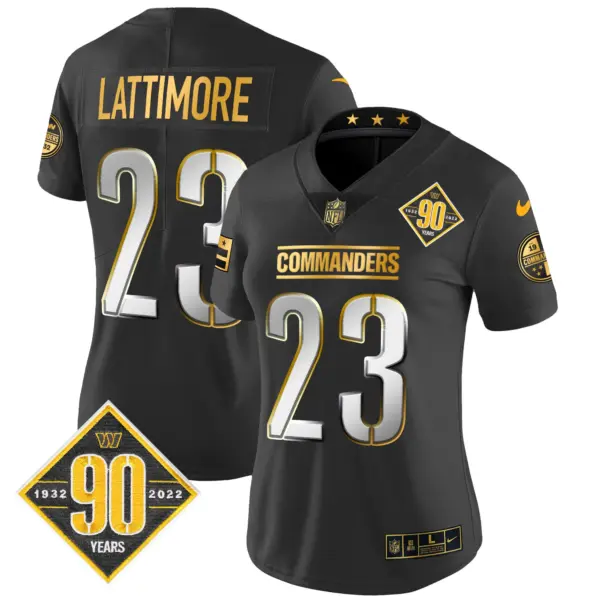 Womens Washington Commanders 90Th Anniversary Patch Gold Vapor Limited Jersey Marshon Lattimore Jersey Black Limited