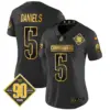 Womens Washington Commanders 90Th Anniversary Patch Gold Vapor Limited Jersey Jayden Daniels Jersey Black Gold
