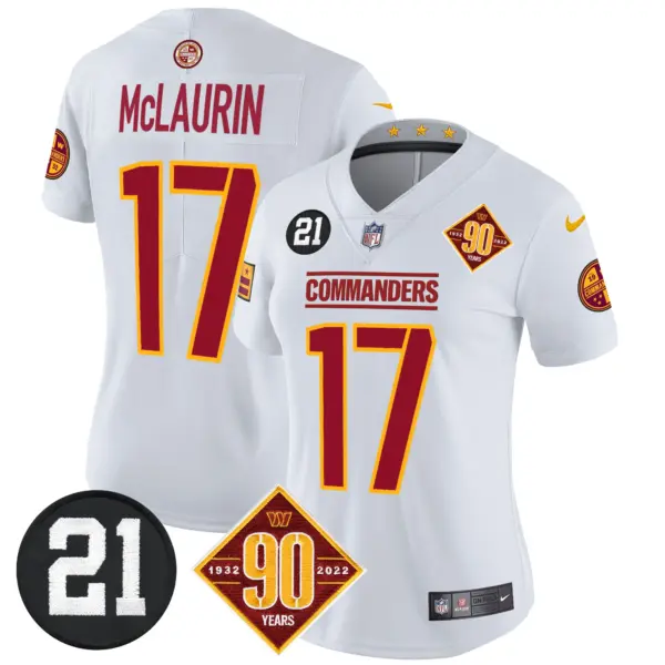 Womens Washington Commanders 90Th Sean Taylor Patch Vapor Limited Jersey Terry Mclaurin Jersey White
