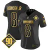Womens Washington Commanders 90Th Anniversary Patch Gold Vapor Limited Jersey Robinson Jr Jersey Black Gold