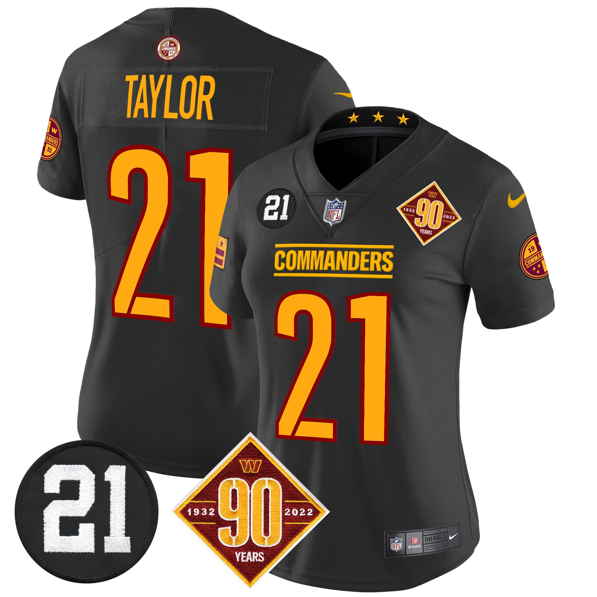 Womens Washington Commanders 90Th Sean Taylor Patch Vapor Limited Jersey Sean Taylor Jersey Black