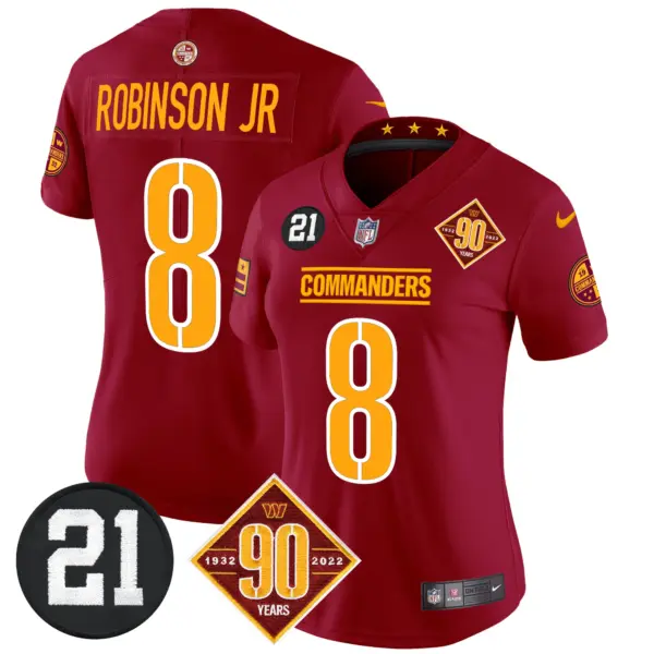 Womens Washington Commanders 90Th Sean Taylor Patch Vapor Limited Jersey Robinson Jr Jersey Burgundy
