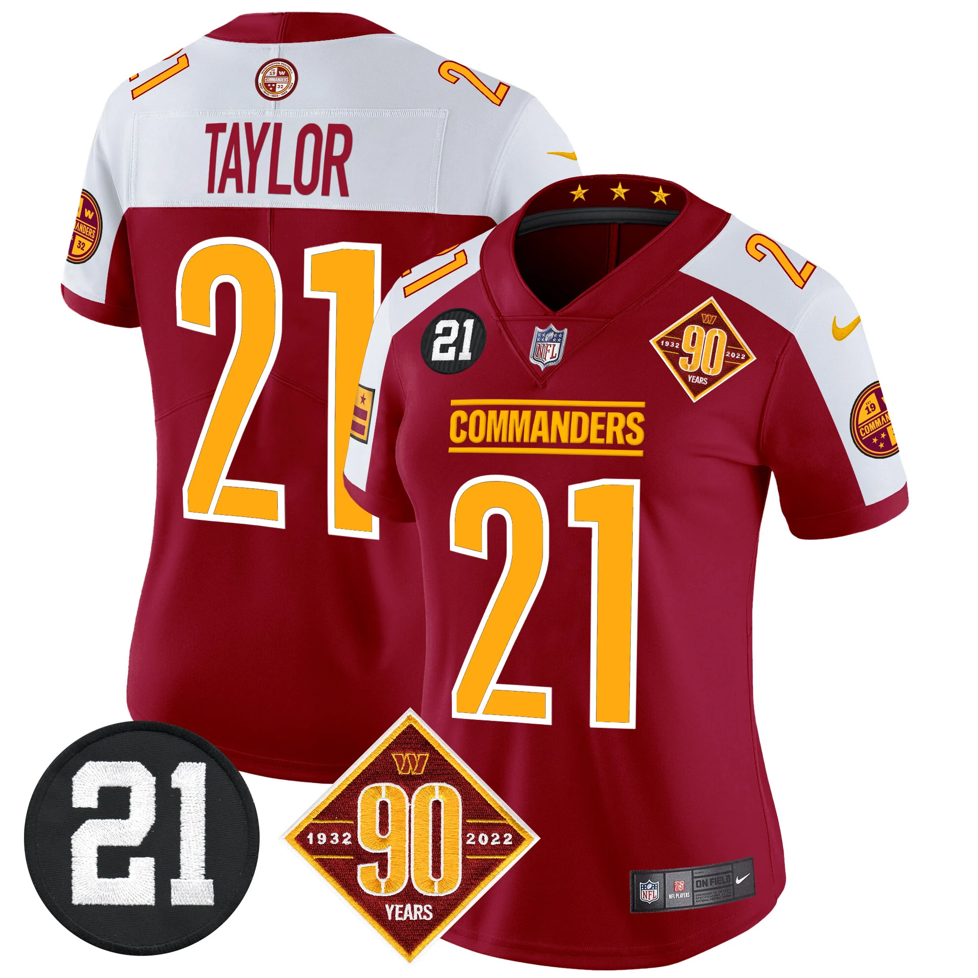 Womens Washington Commanders 90Th Sean Taylor Patch Vapor Limited Jersey Sean Taylor Jersey Burgundy Alternate