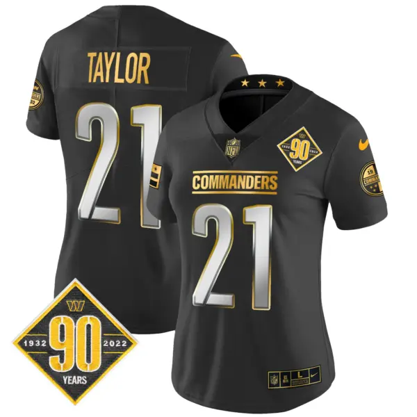 Womens Washington Commanders 90Th Anniversary Patch Gold Vapor Limited Jersey Sean Taylor Jersey Black Limited