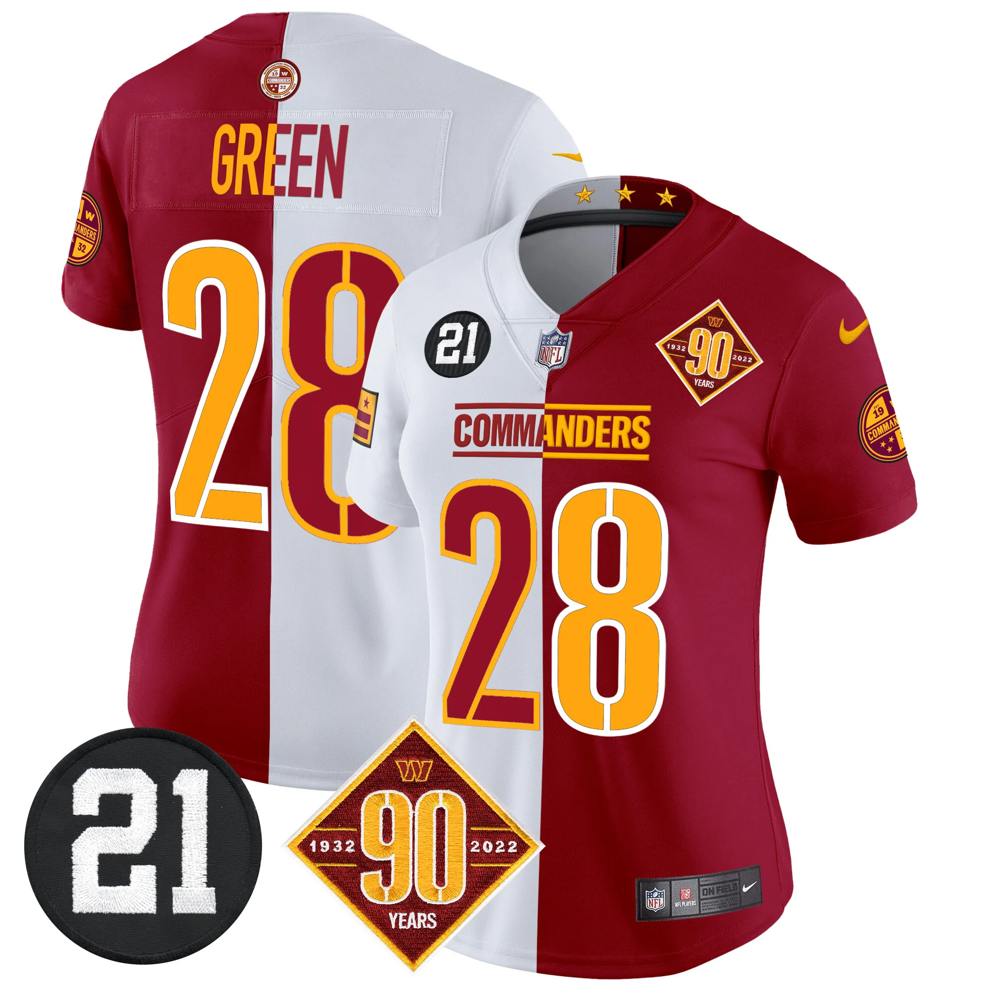 Womens Washington Commanders 90Th Sean Taylor Patch Vapor Limited Jersey Darrell Green Jersey Half