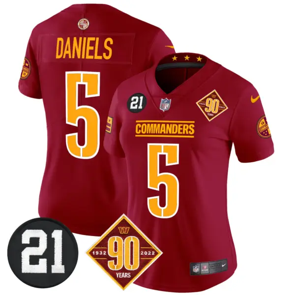 Womens Washington Commanders 90Th Sean Taylor Patch Vapor Limited Jersey Jayden Daniels Jersey Burgundy