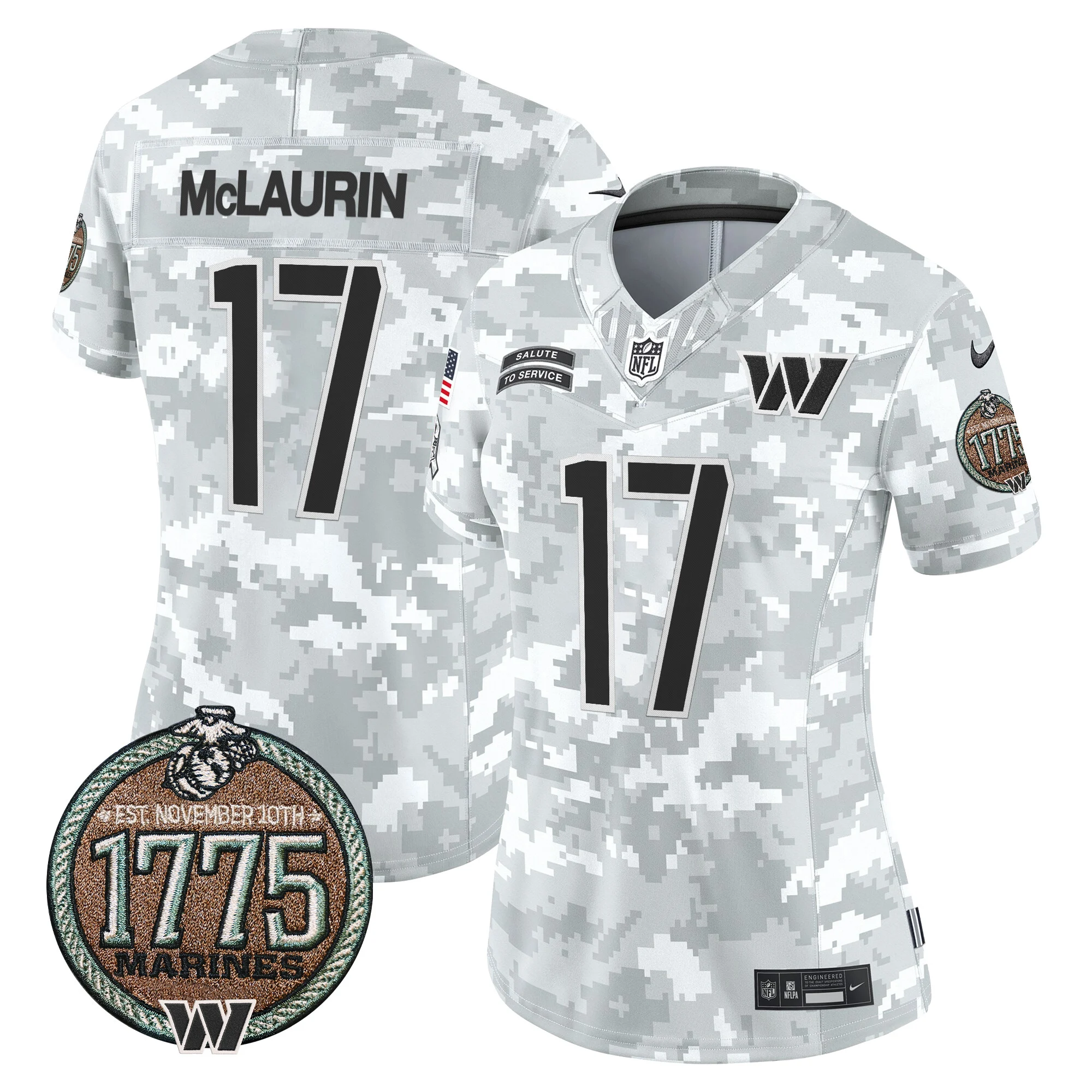 Womens Washington Commanders 2024 Salute To Service Establishment Year Patch Vapor Limited Jersey Terry Mclaurin Jersey Marines