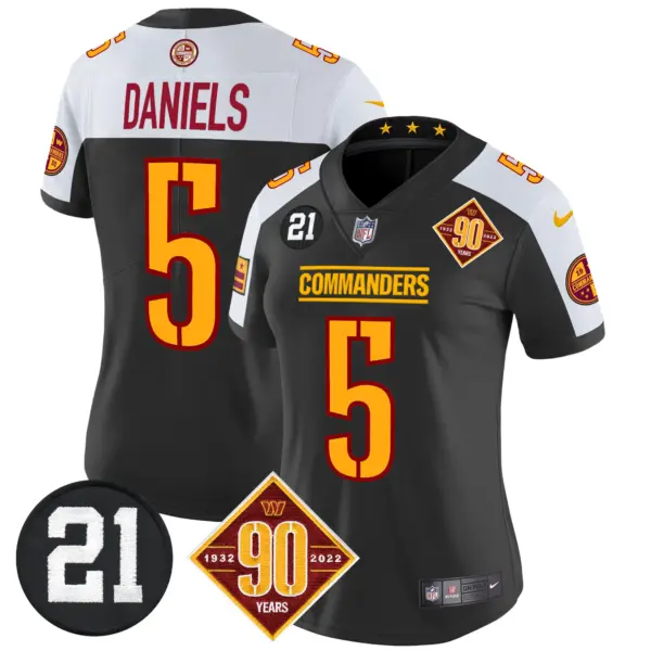 Womens Washington Commanders 90Th Sean Taylor Patch Vapor Limited Jersey Jayden Daniels Jersey Black Alternate