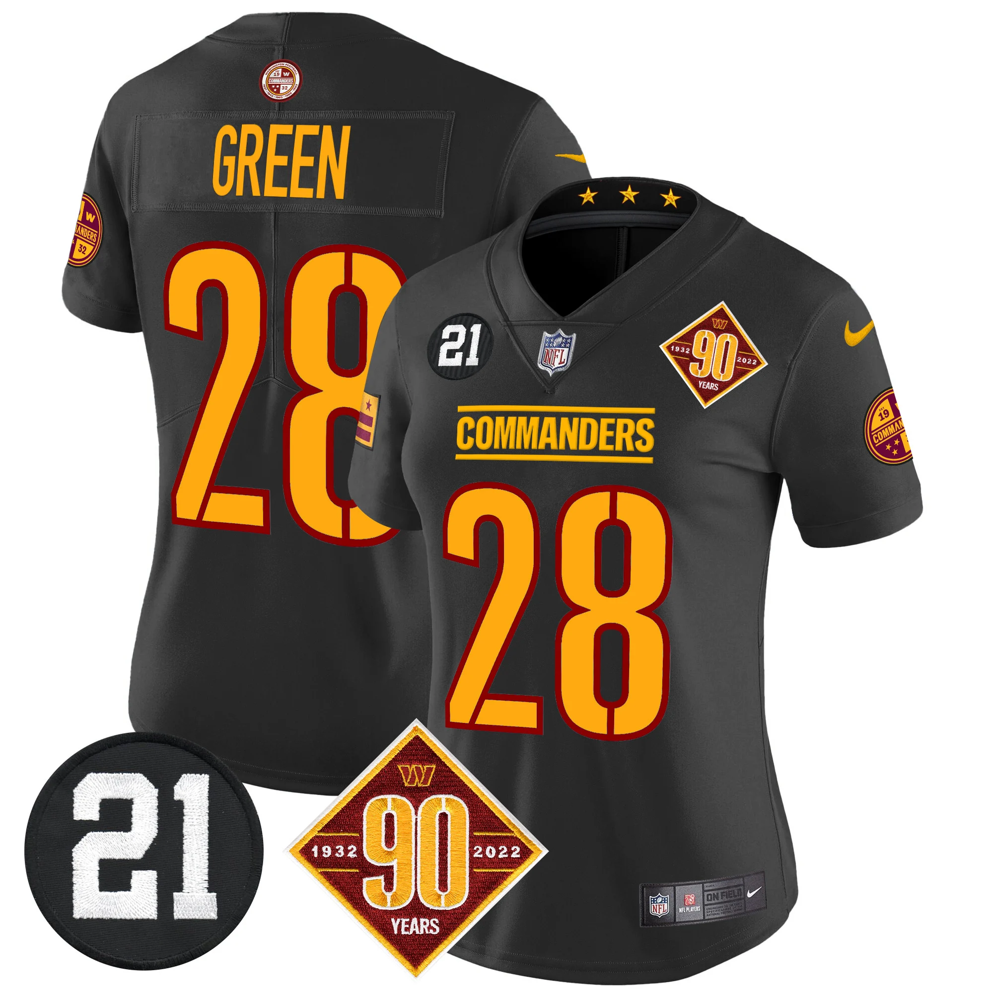 Womens Washington Commanders 90Th Sean Taylor Patch Vapor Limited Jersey Darrell Green Jersey Black