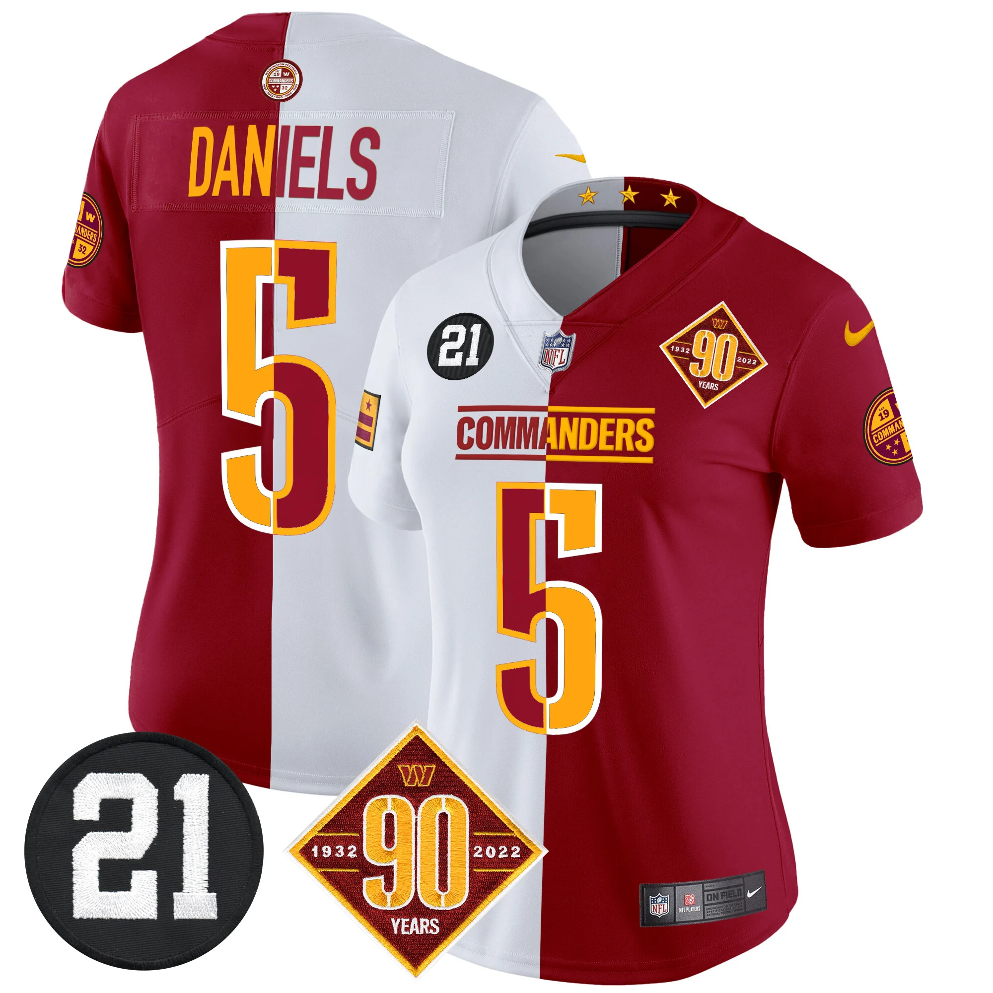 Womens Washington Commanders 90Th Sean Taylor Patch Vapor Limited Jersey Jayden Daniels Jersey Half