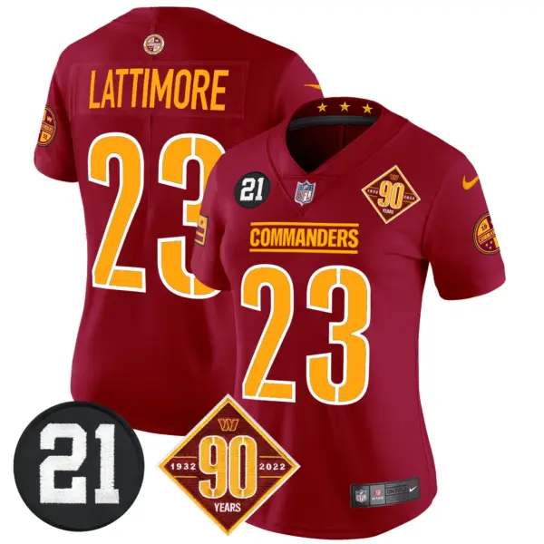 Womens Washington Commanders 90Th Sean Taylor Patch Vapor Limited Jersey Marshon Lattimore Jersey Burgundy