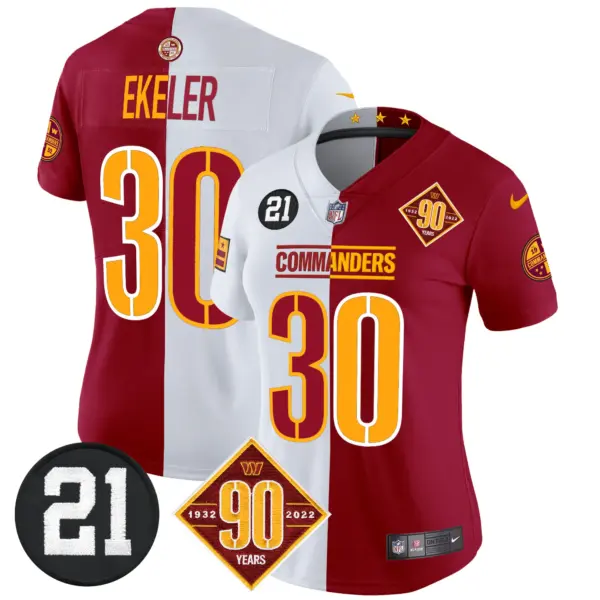 Womens Washington Commanders 90Th Sean Taylor Patch Vapor Limited Jersey Austin Ekeler Jersey Half