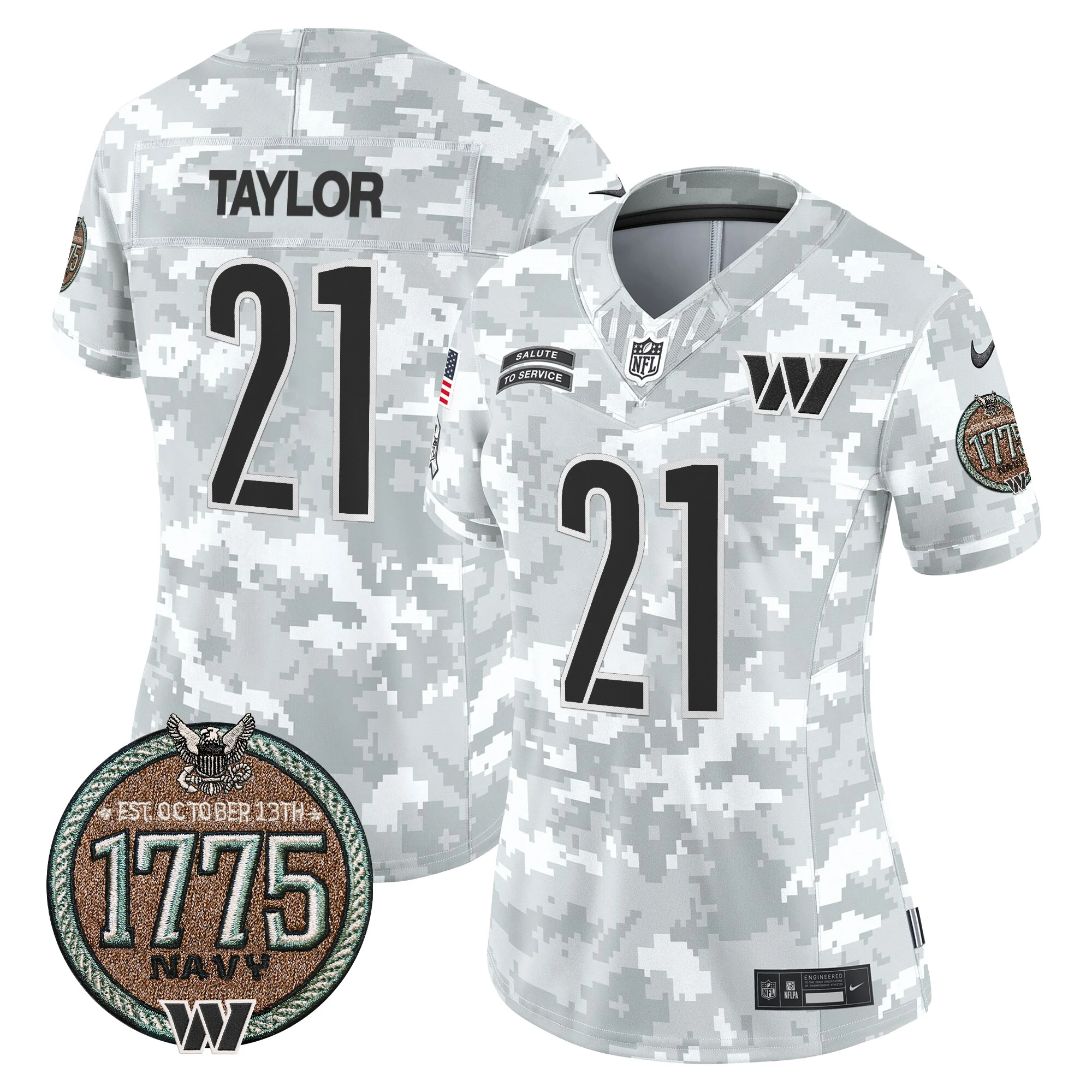 Womens Washington Commanders 2024 Salute To Service Establishment Year Patch Vapor Limited Jersey Sean Taylor Jersey Navy