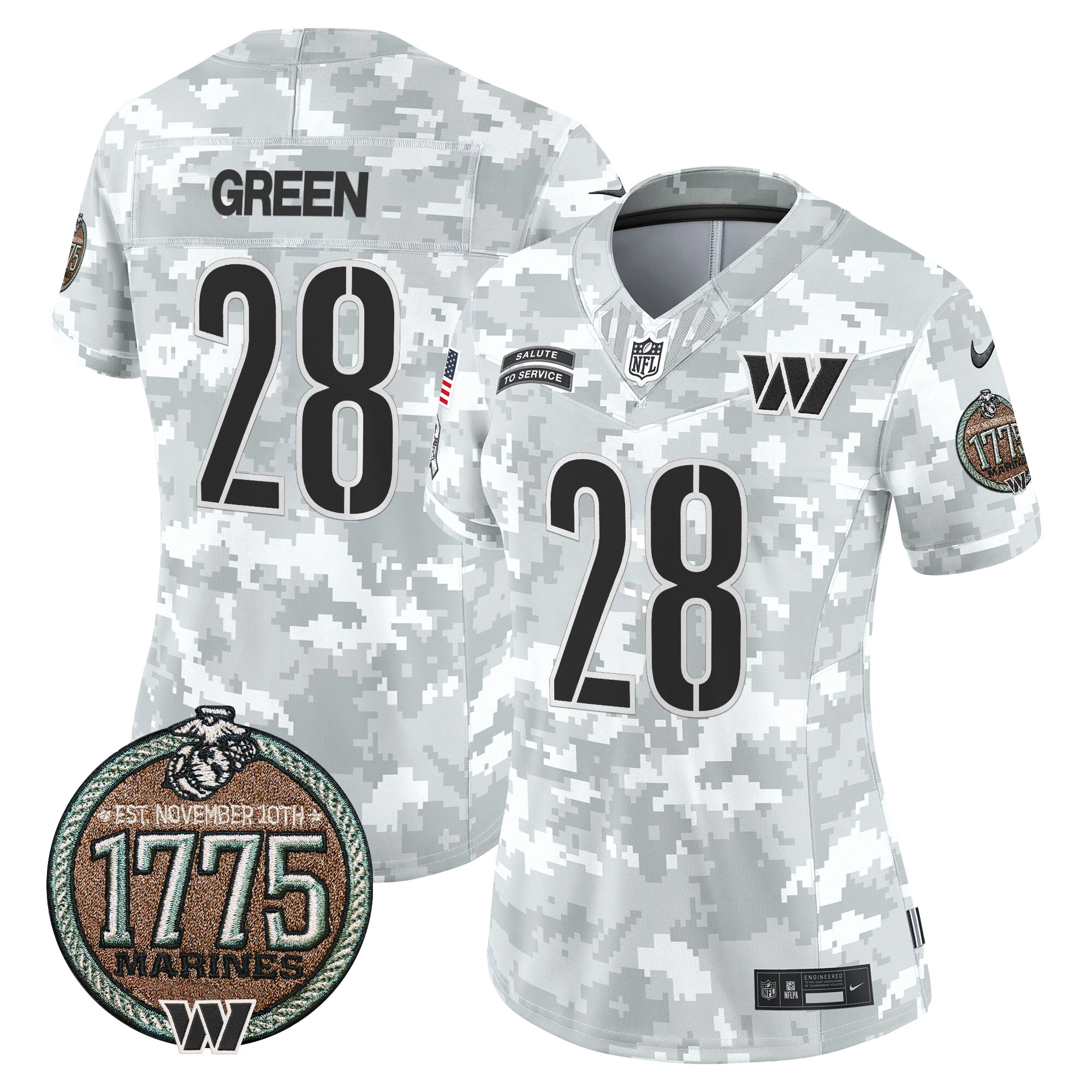 Womens Washington Commanders 2024 Salute To Service Establishment Year Patch Vapor Limited Jersey Darrell Green Jersey Marines