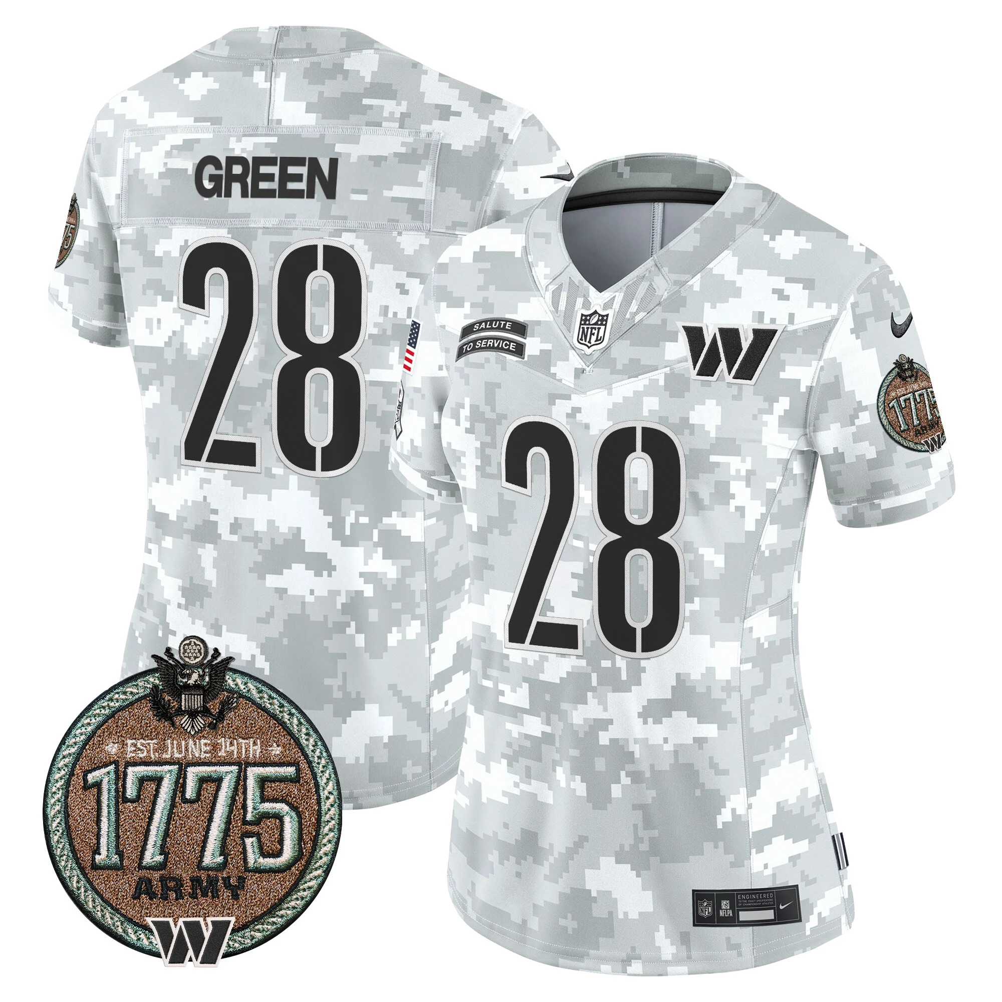 Womens Washington Commanders 2024 Salute To Service Establishment Year Patch Vapor Limited Jersey Darrell Green Jersey Army