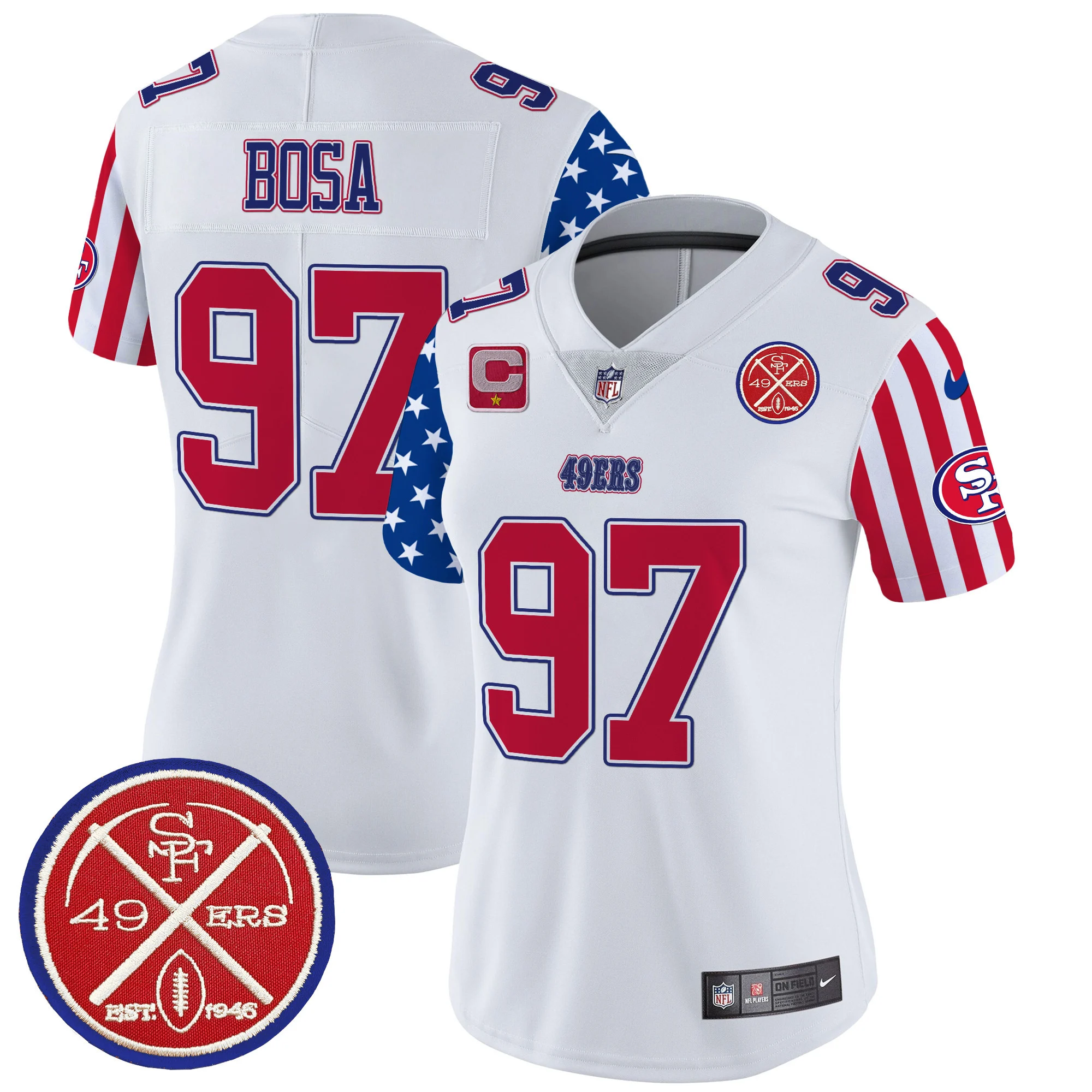 Womens San Francisco 49Ers American Style Vapor Limited Jersey Nick Bosa Jersey White