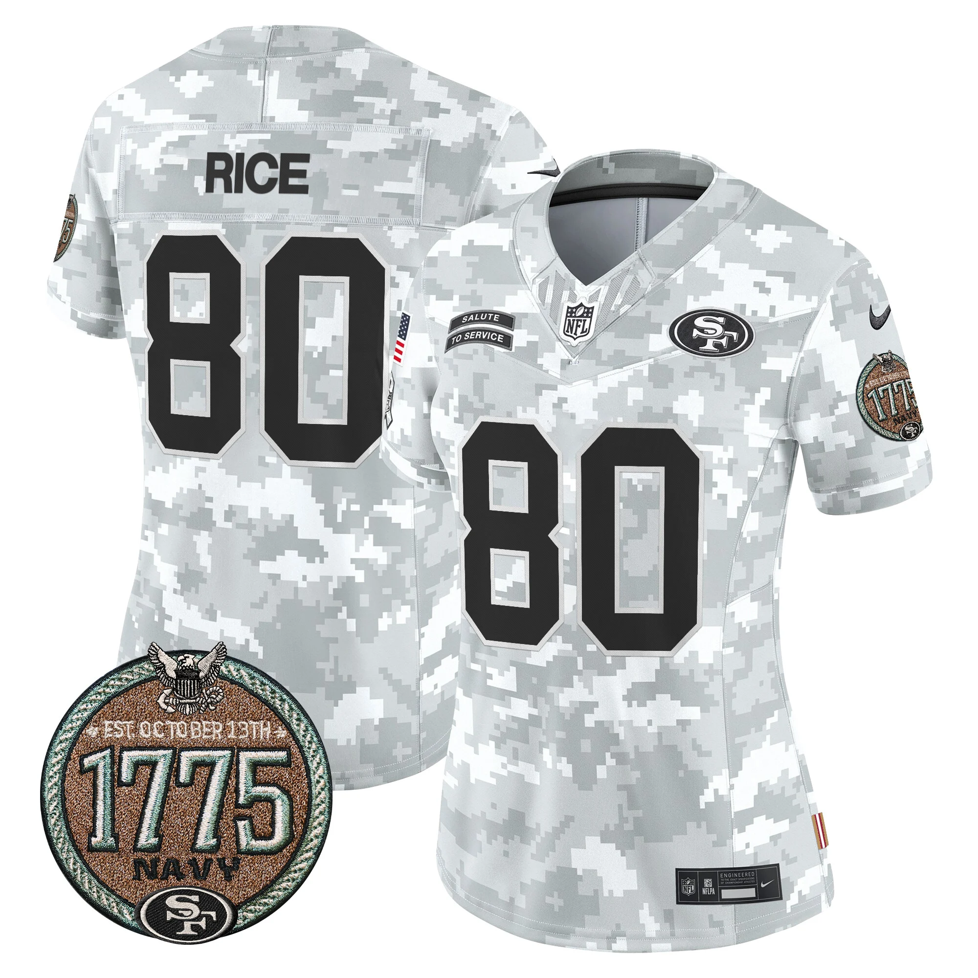 Womens San Francisco 49Ers 2024 Salute To Service Establishment Year Patch Vapor Limited Jersey Jerry Rice Jersey Navy