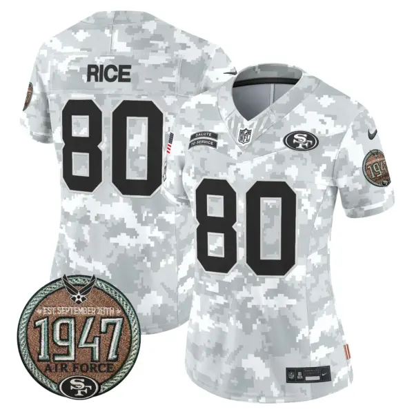 Womens San Francisco 49Ers 2024 Salute To Service Establishment Year Patch Vapor Limited Jersey Jerry Rice Jersey Air Force