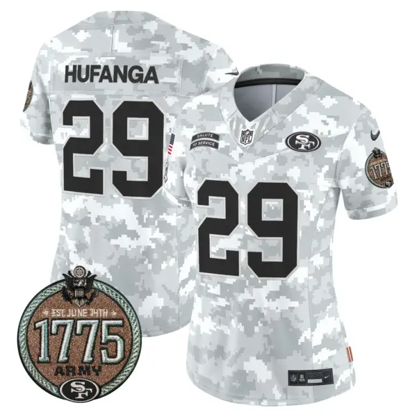 Womens San Francisco 49Ers 2024 Salute To Service Establishment Year Patch Vapor Limited Jersey Talanoa Hufanga Jersey Army