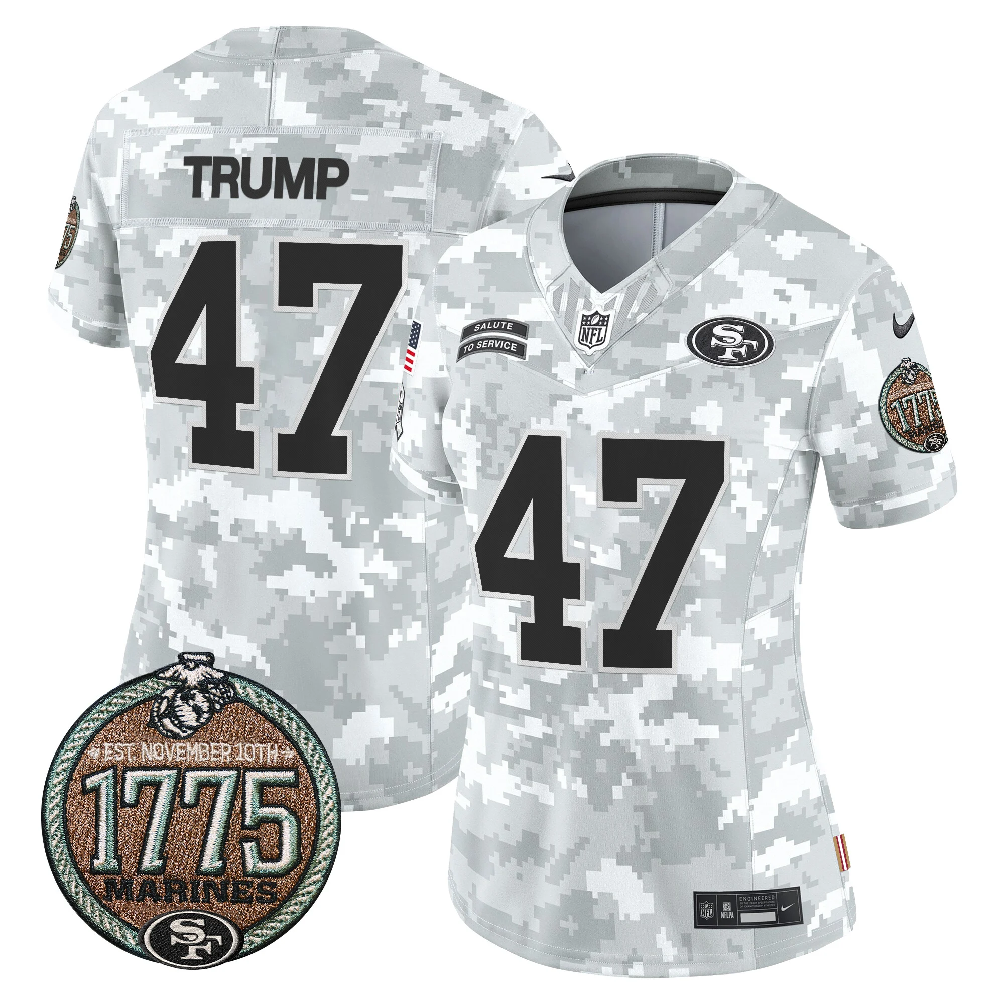 Womens San Francisco 49Ers 2024 Salute To Service Establishment Year Patch Vapor Limited Jersey Donald Trump Jersey Marines