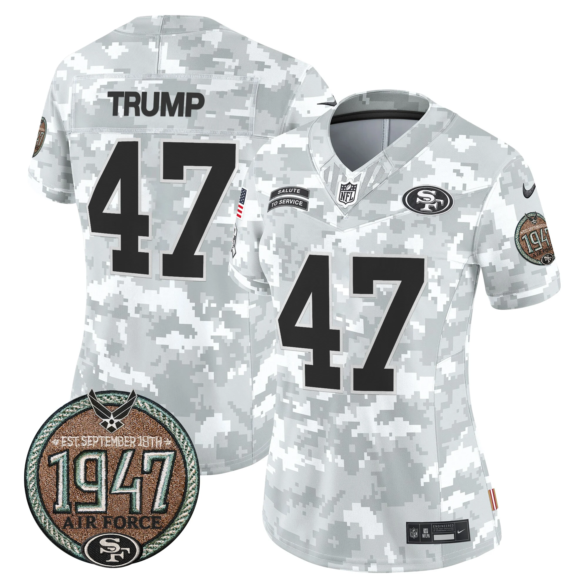 Womens San Francisco 49Ers 2024 Salute To Service Establishment Year Patch Vapor Limited Jersey Donald Trump Jersey Air Force