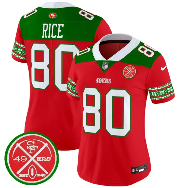 Womens San Francisco 49Ers 2024 Christmas Vapor Limited Jersey Jerry Rice Jersey Red
