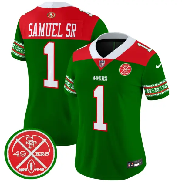 Womens San Francisco 49Ers 2024 Christmas Vapor Limited Jersey Deebo Samuel Jersey Green