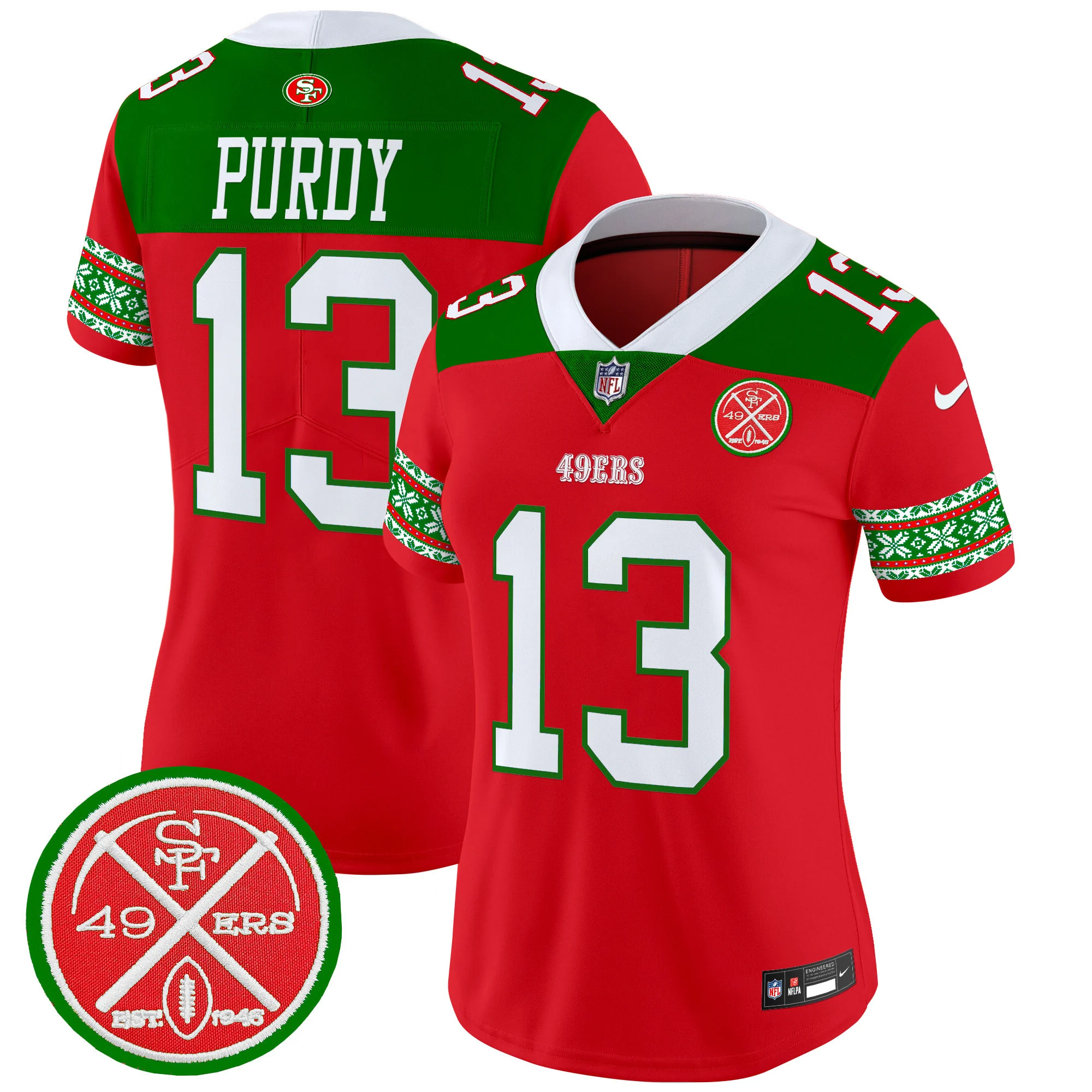 Womens San Francisco 49Ers 2024 Christmas Vapor Limited Jersey Brock Purdy Jersey Red