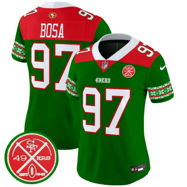 Womens San Francisco 49Ers 2024 Christmas Vapor Limited Jersey Nick Bosa Jersey Green