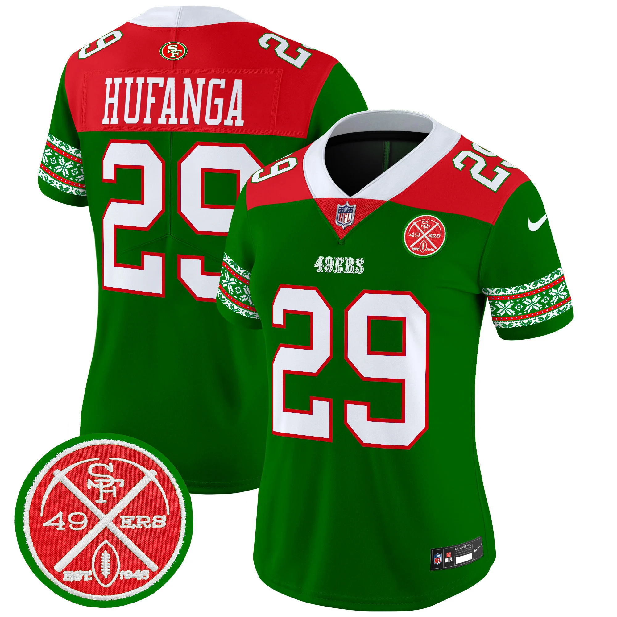 Womens San Francisco 49Ers 2024 Christmas Vapor Limited Jersey Talanoa Hufanga Jersey Green