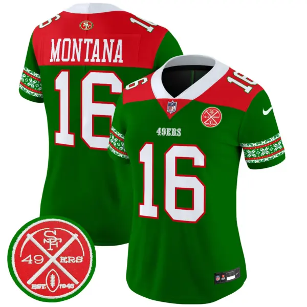 Womens San Francisco 49Ers 2024 Christmas Vapor Limited Jersey Joe Montana Jersey Green