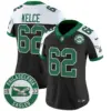 Womens Philadelphia Eagles 2024 Throwback Vapor Limited Jersey Est 1933 Patch Jason Kelce Jersey Black Alternate
