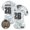 Womens Philadelphia Eagles 2024 Salute To Service Establishment Year Patch Vapor Limited Jersey Saquon Barkley Jersey Army