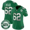 Womens Philadelphia Eagles 2024 Throwback Vapor Limited Jersey Est 1933 Patch Jason Kelce Jersey Kelly Green