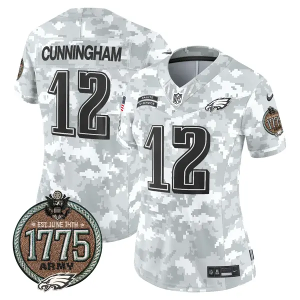 Womens Philadelphia Eagles 2024 Salute To Service Establishment Year Patch Vapor Limited Jersey Randall Cunningham Jersey Army