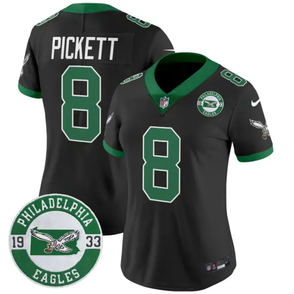 Womens Philadelphia Eagles 2024 Throwback Vapor Limited Jersey Est 1933 Patch Kenny Pickett Jersey Black