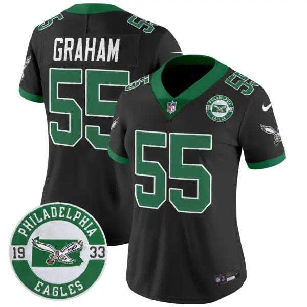 Womens Philadelphia Eagles 2024 Throwback Vapor Limited Jersey Est 1933 Patch Brandon Graham Jersey Black