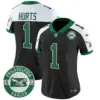 Womens Philadelphia Eagles 2024 Throwback Vapor Limited Jersey Est 1933 Patch Jalen Hurts Jersey Black Alternate