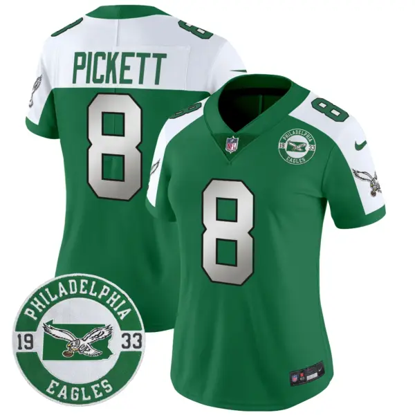 Womens Philadelphia Eagles 2024 Throwback Vapor Limited Jersey Est 1933 Patch Kenny Pickett Jersey Kelly Alternate