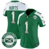 Womens Philadelphia Eagles 2024 Throwback Vapor Limited Jersey Est 1933 Patch Jalen Hurts Jersey Kelly Alternate