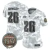Womens Philadelphia Eagles 2024 Salute To Service Establishment Year Patch Vapor Limited Jersey Saquon Barkley Jersey Air Force