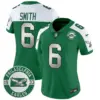 Womens Philadelphia Eagles 2024 Throwback Vapor Limited Jersey Est 1933 Patch Devonta Smith Jersey Kelly Alternate