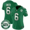 Womens Philadelphia Eagles 2024 Throwback Vapor Limited Jersey Est 1933 Patch Devonta Smith Jersey Kelly Green