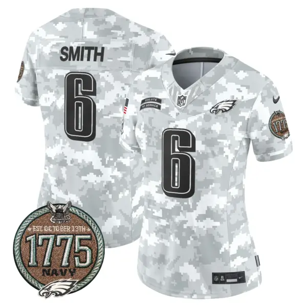Womens Philadelphia Eagles 2024 Salute To Service Establishment Year Patch Vapor Limited Jersey Devonta Smith Jersey Navy