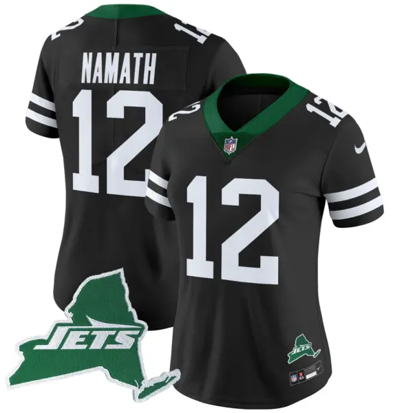 Womens New York Jets Home Patch Vapor Legacy Limited Jersey Joe Namath Jersey Black