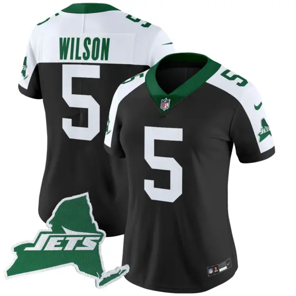 Womens New York Jets Home Patch Vapor Legacy Limited Jersey Garrett Wilson Jersey Black Alternate
