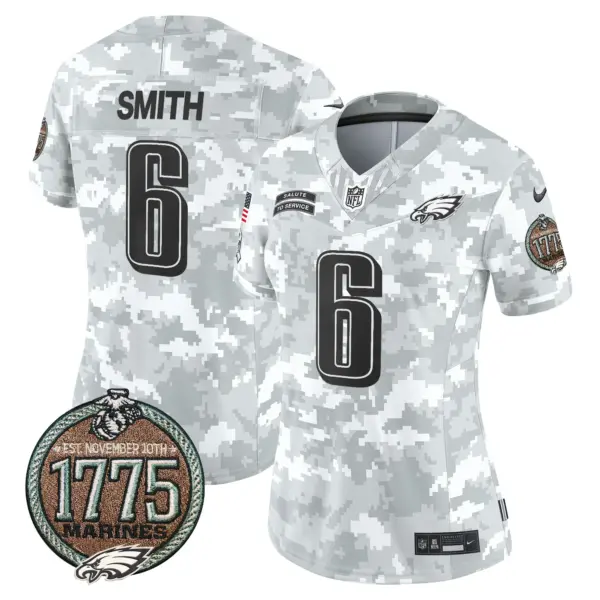 Womens Philadelphia Eagles 2024 Salute To Service Establishment Year Patch Vapor Limited Jersey Devonta Smith Jersey Marines