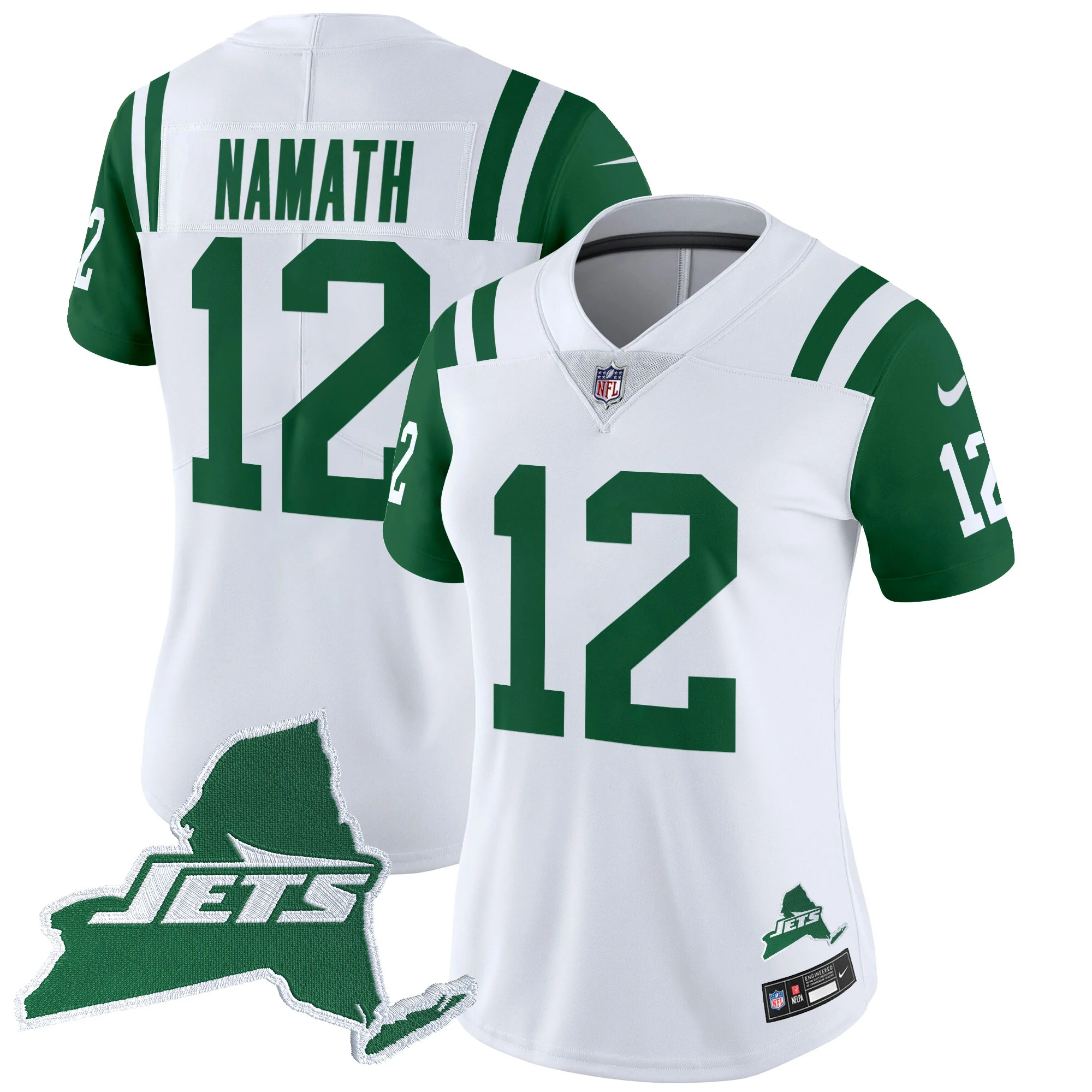 Womens New York Jets Home Patch Vapor Legacy Limited Jersey Joe Namath Jersey Throwback