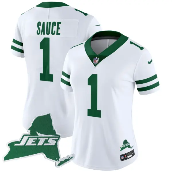 Womens New York Jets Home Patch Vapor Legacy Limited Jersey Ahmad Sauce Jersey White